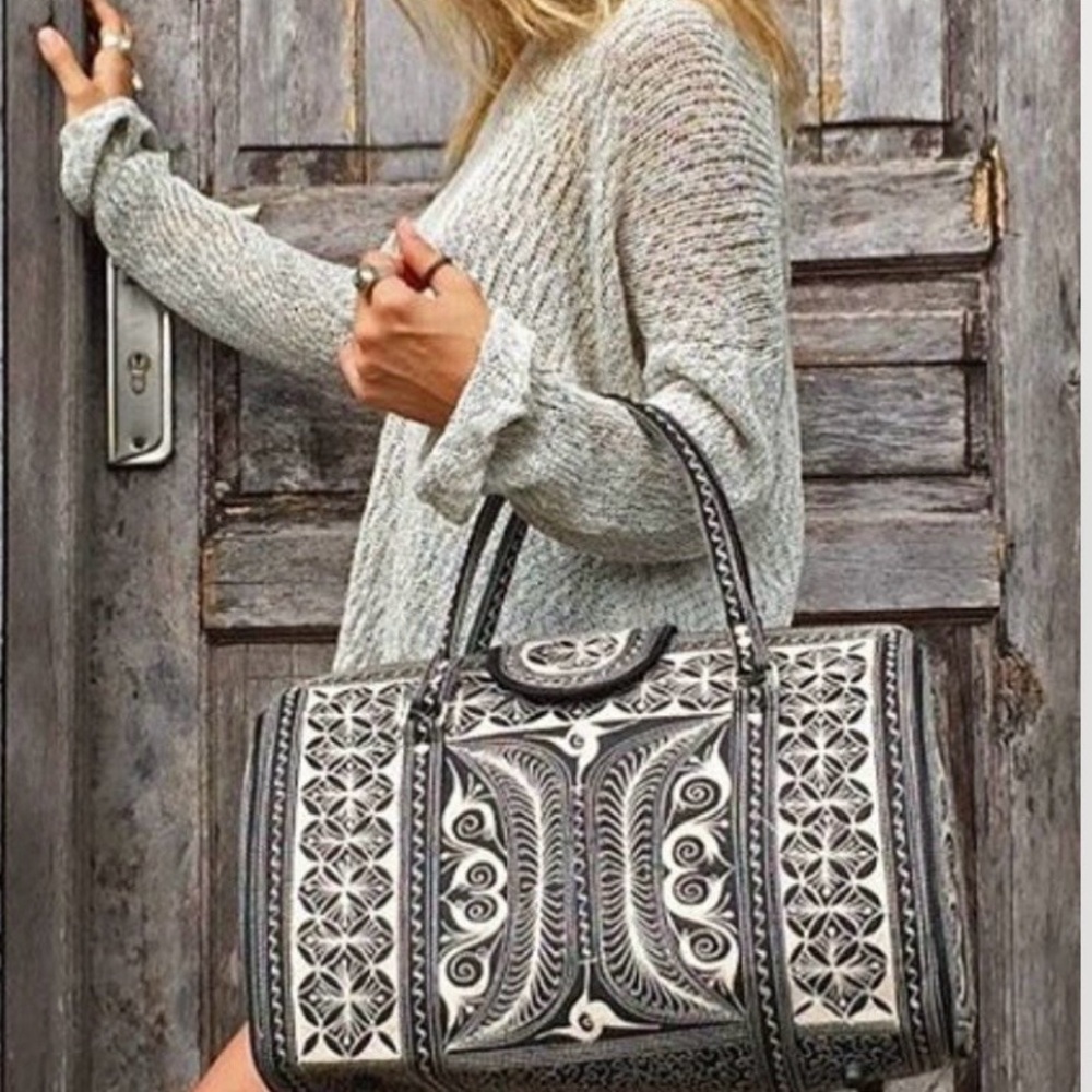 Artisan Black and Cream Tote Bag